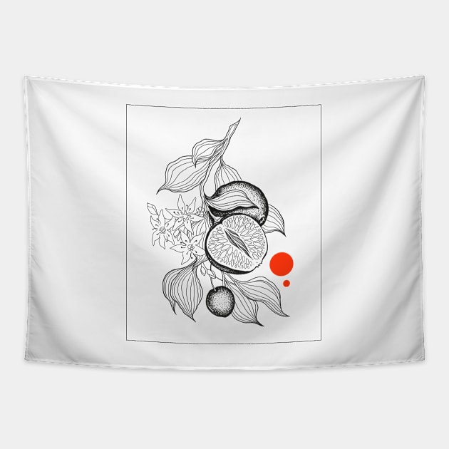 Orange branch Tapestry by norakamuy