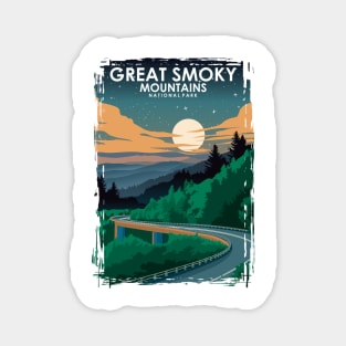 Great Smoky Mountains National Park Vintage Minimal Travel Poster at Night Magnet