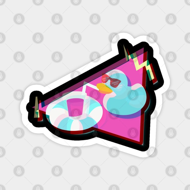 Retro Rubber Duck | 80s Vaporwave | 3d Glasses Magnet by Fluffy-Vectors