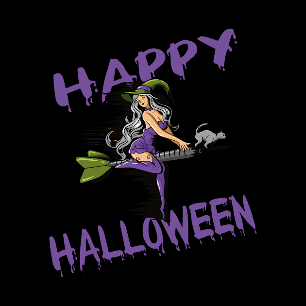 Happy Halloween Witch on Darts Costume Gift by Luxara