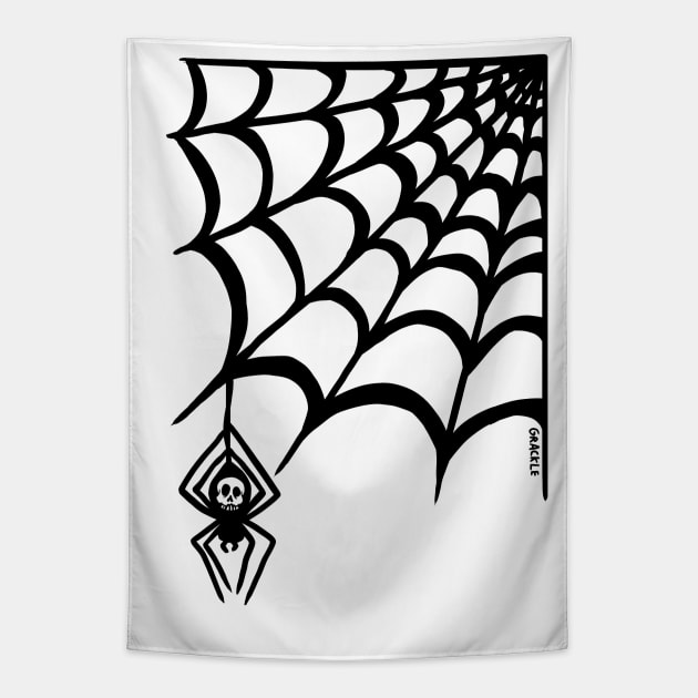 Scary Spiderweb Tapestry by Jan Grackle