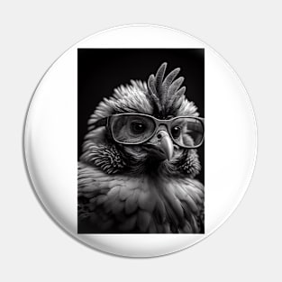 Chicken Chic: A Black and White Portrait Pin