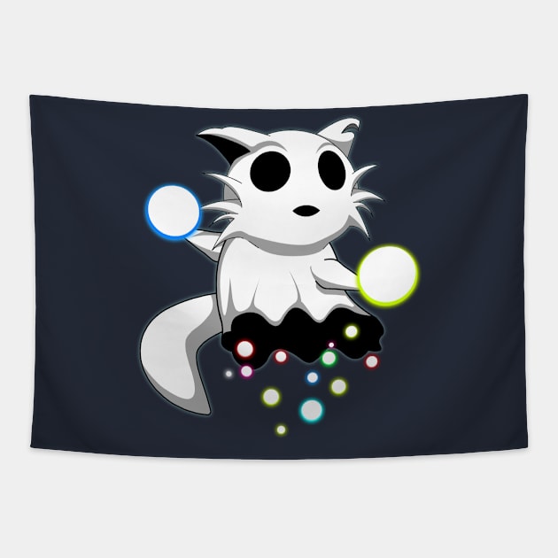 christmas Cat Hunting Magical Orbs Tapestry by mrbitdot