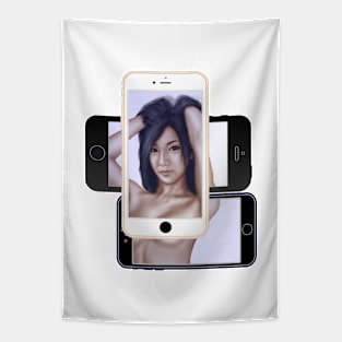 Illustration Logo – Phone Imaged Girl Tapestry