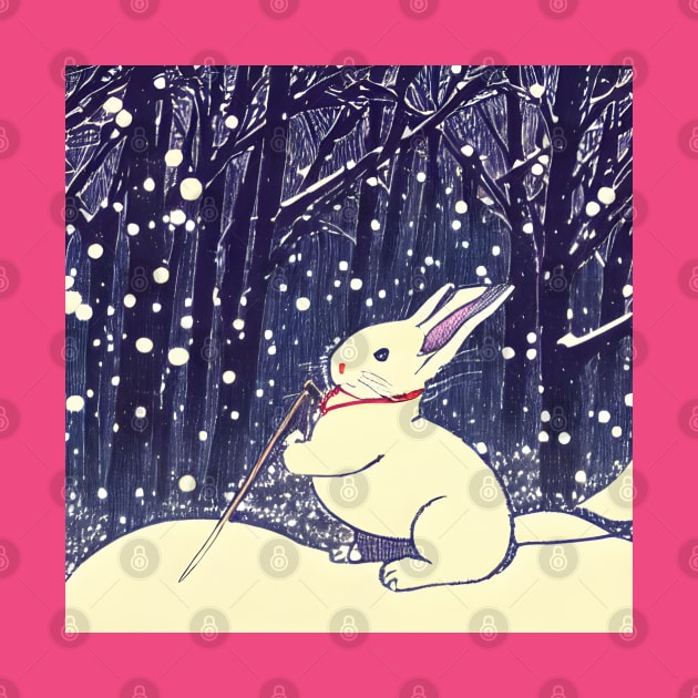 Christmas Snow Rabbit Beautiful Bunny of Mini Rex by wigobun
