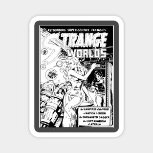 Strange Worlds No 4 B&W Line art Magnet