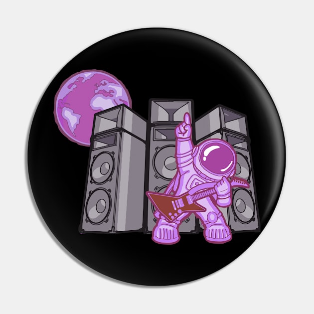 Pink Astronaut with Pink Guitar and 3 Large Speakers Pin by Citrus Canyon