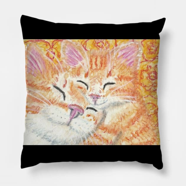 Orange tabby love cats Pillow by SamsArtworks