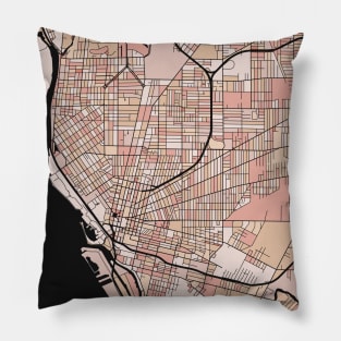 Buffalo Map Pattern in Soft Pink Pastels Pillow