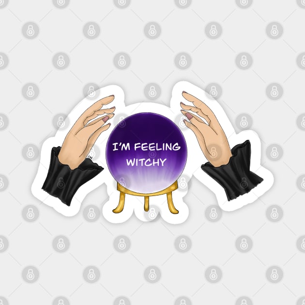 Feeling Witchy - Purple Magic Globe with Witch Hands Magnet by Susy Maldonado illustrations