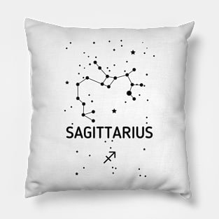 Sagittarius Zodiac Sign Constellation (Black Print) Pillow