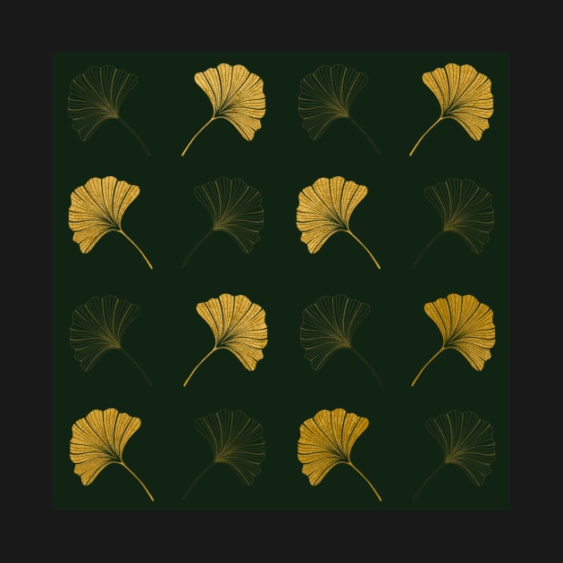 Ginkgo Leaves in Gold and Green by DiorelleDesigns