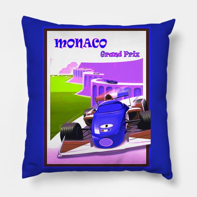 Monaco Grand Prix  Automobile Racing Abstract Advertising Print Pillow by posterbobs