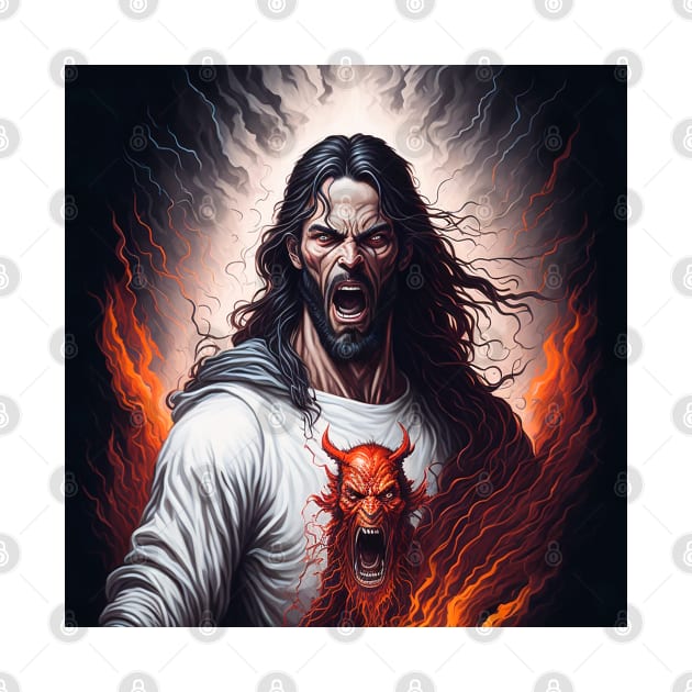 Jesus Christ and the Angry Devil in an iconic infernal moment by Marccelus