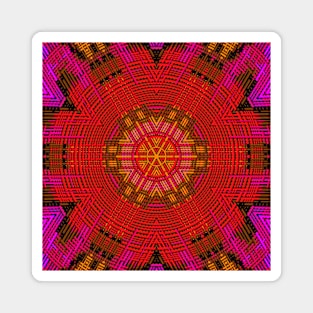 Weave Mandala Red Pink and Yellow Magnet