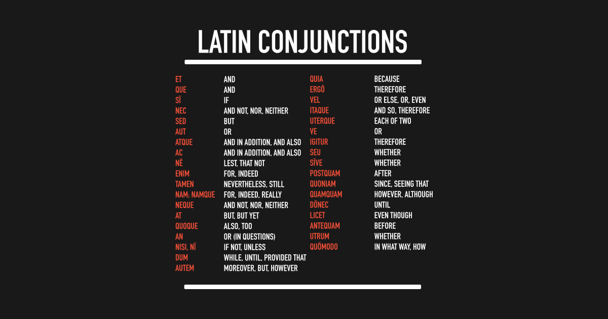 Latin Conjunctions Latin Posters and Art Prints TeePublic