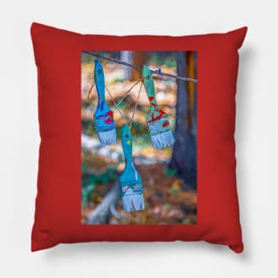 Colorful Paint Brushes on Contemplative Walk Pillow