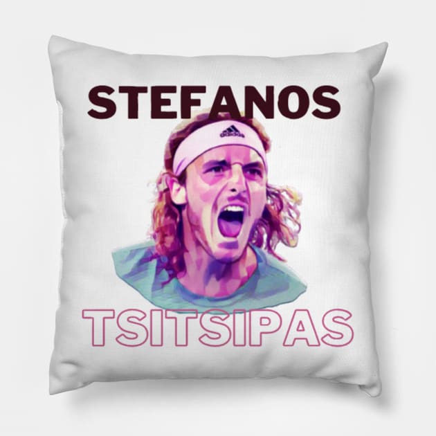 stefanos tsitsipas Pillow by BorodinaAlen