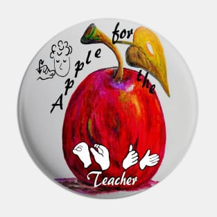 ASL Apple for the Teacher Pin