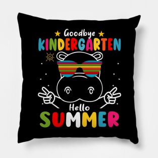 Goodbye kindergarten Graduation 2024 Hello Summer hippo Pillow