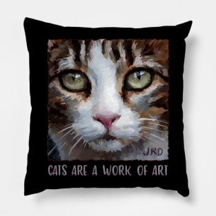 Cats are a work of art - artistic cat - soulful tabby kitty art Pillow