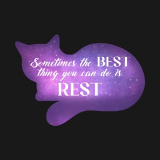 Cat Says Rest and Relax Galaxy Spirit Animal Positive Message T-Shirt