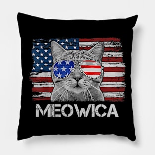 Cat 4th Of July Meowica Girls Boys American Flag Sunglasses Pillow