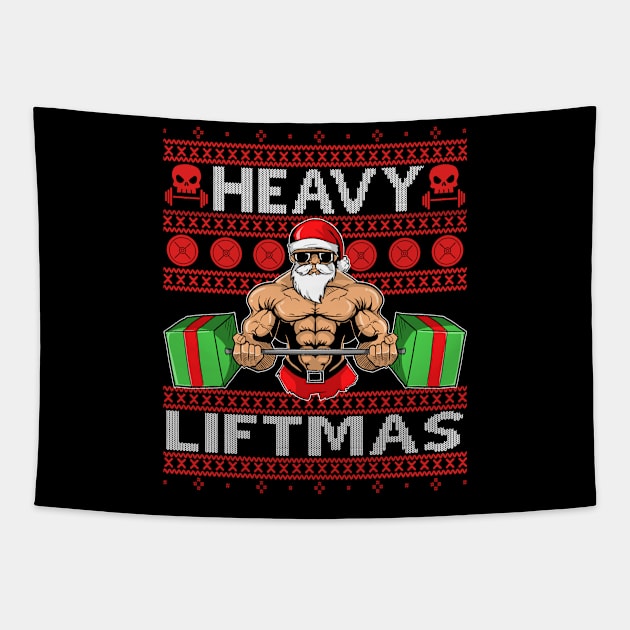 HEAVY LIFTMAS Ugly Christmas Gift Sweater Tapestry by Frontoni