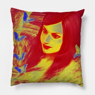 Butterfly wishes in red and yellow Pillow