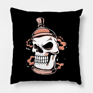 Angry Spray Skull Pillow