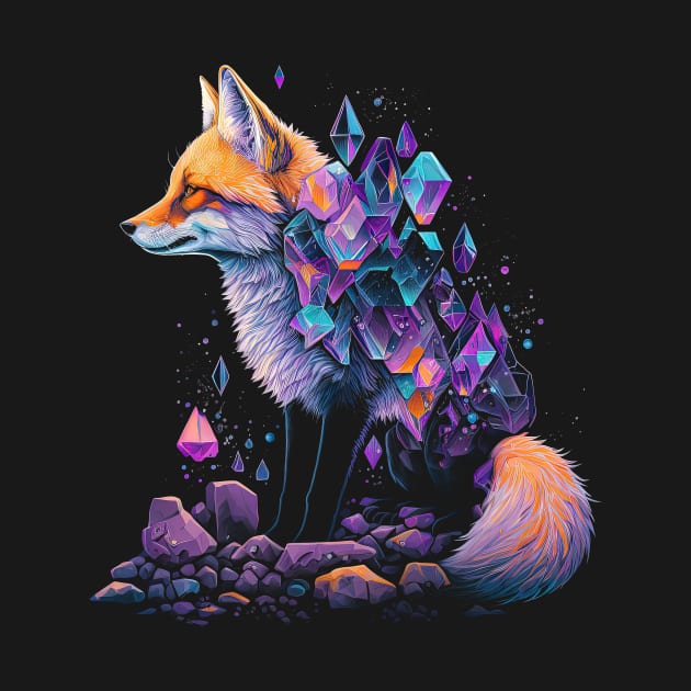 Esoteric Fox Pet Art Crystals Cute Illustration Design by AestheticArtDesigns