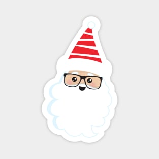 Santa Claus, Glasses, Hipster Santa, Christmas Magnet