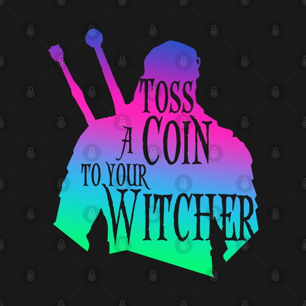 Witcher silhouette: Toss a Coin - retro by Rackham