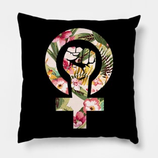 Feminist Fist T Shirt - Women's March - Women's Rights Gift Pillow