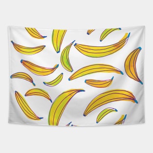 Watercolor bananas - yellow, green and blue Tapestry