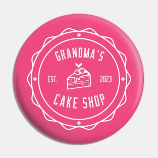 Grandma's Cake Shop White Cake Design Pin