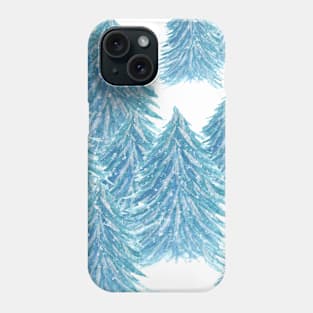 Blue Watercolor Trees Phone Case