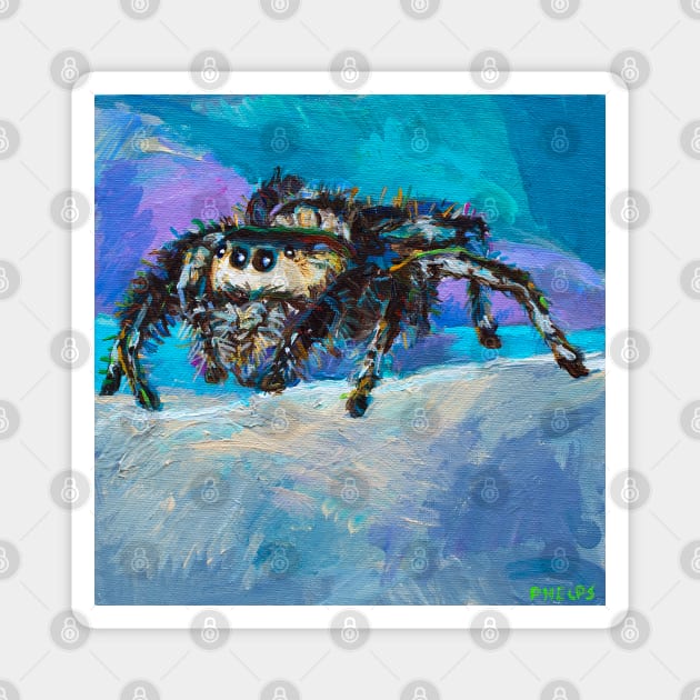 Psychedelic Jumping Spider by Robert Phelps Magnet by RobertPhelpsArt