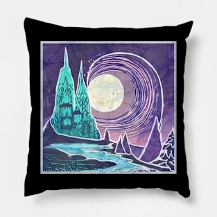 Moon Tree city in Batik Style Pillow