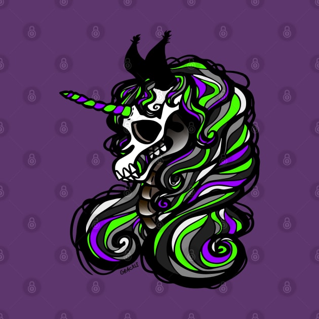 Unicorn Skeleton (Purple and Green Version) by Jan Grackle