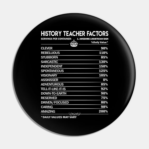 History Teacher T Shirt - History Teacher Factors Daily Gift Item Tee Pin by Jolly358