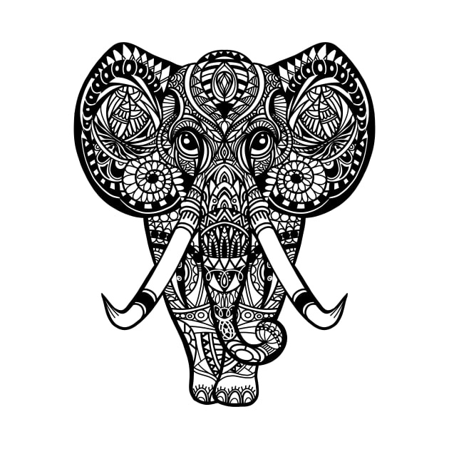 Vintage graphic vector Indian lotus ethnic elephant. African tribal ornament. by 9georgeDoodle