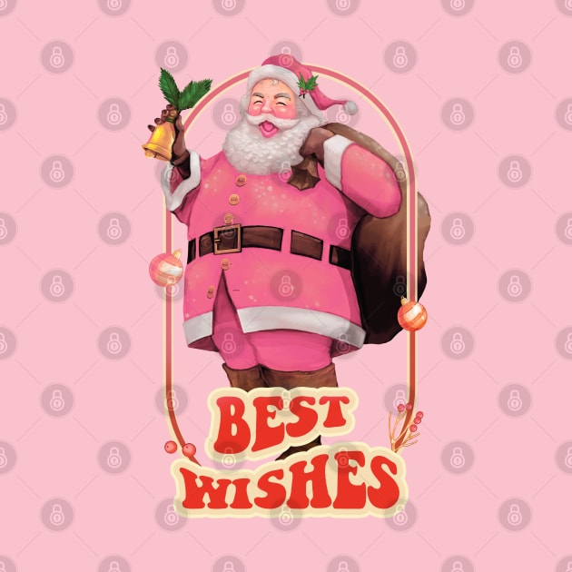 Retro Vintage Pink Santa Claus | Best Wishes by i am Cuta