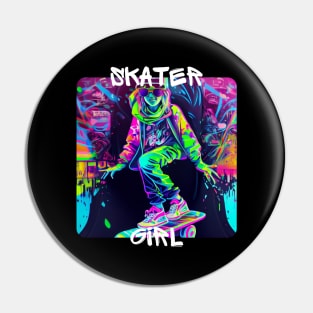 Skater Girl - cool girl skates on the street 1 Pin