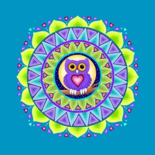 Little Purple Owl Mandala T-Shirt