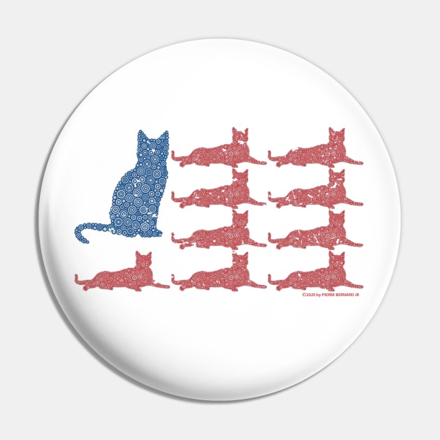 Horizontal United State Cat Flag Circle Design Pin by pbdotman