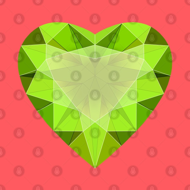 Green Peridot Heart Shaped Gemstone by Vivid Chaos