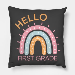 Hello First Grade Boho Rainbow Back to School Pillow