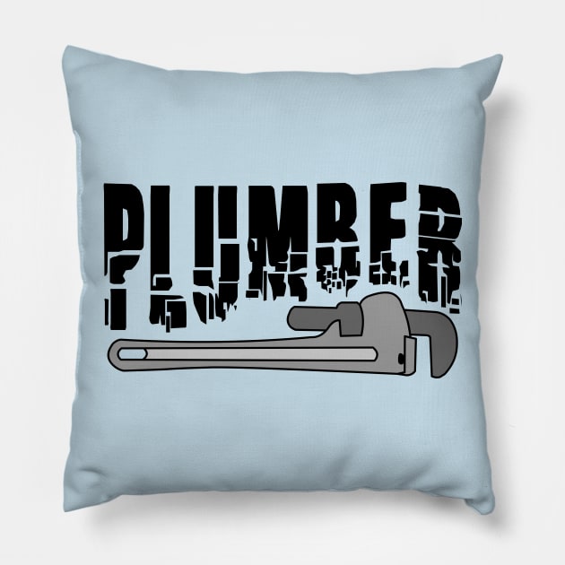 Plumber Wrench Pillow by Barthol Graphics