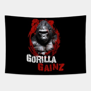 Silverback Gorilla Gainz Muscle Ape Distressed Design Tapestry